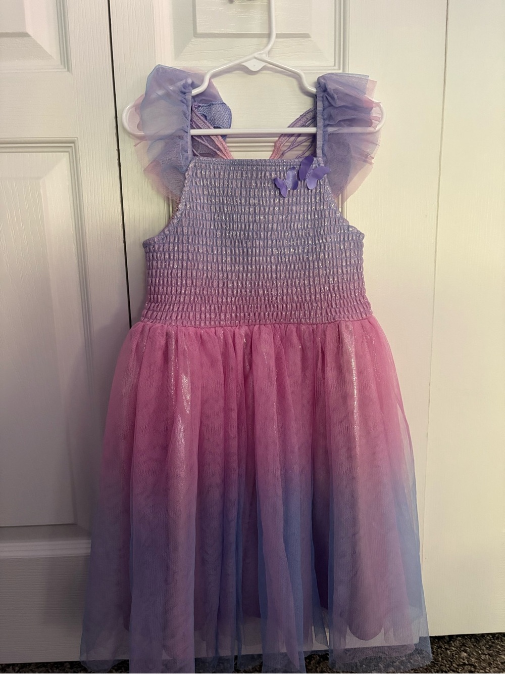 EUC LIKE NEW Zunie holographic glitter butterfly girls size 6 tutu dress